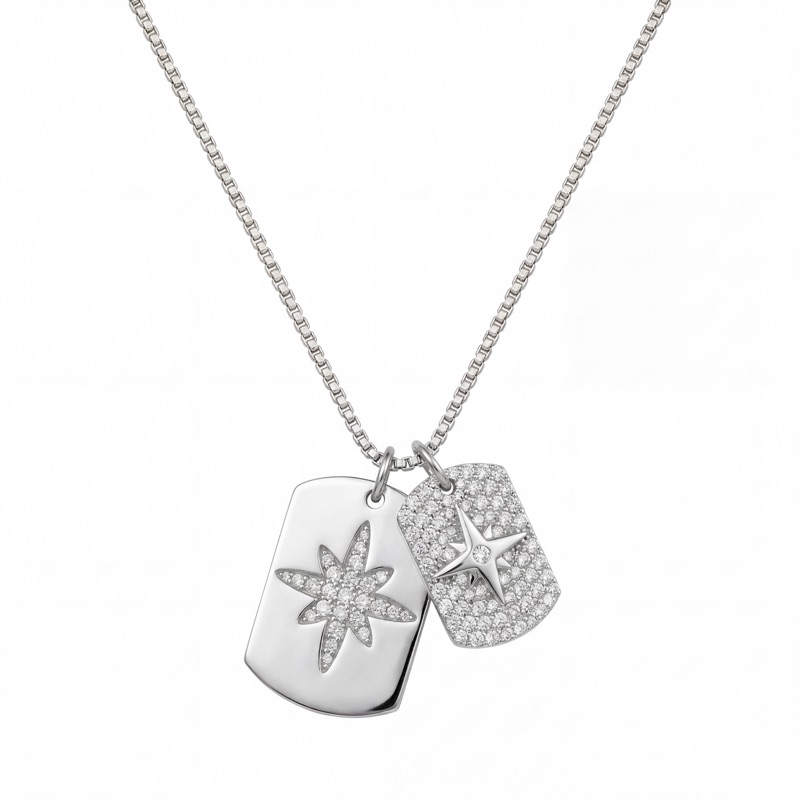 Vyanika Twin Star Charm Pendant Necklace