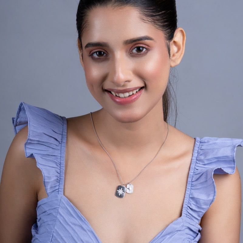 Vyanika Twin Star Charm Pendant Necklace