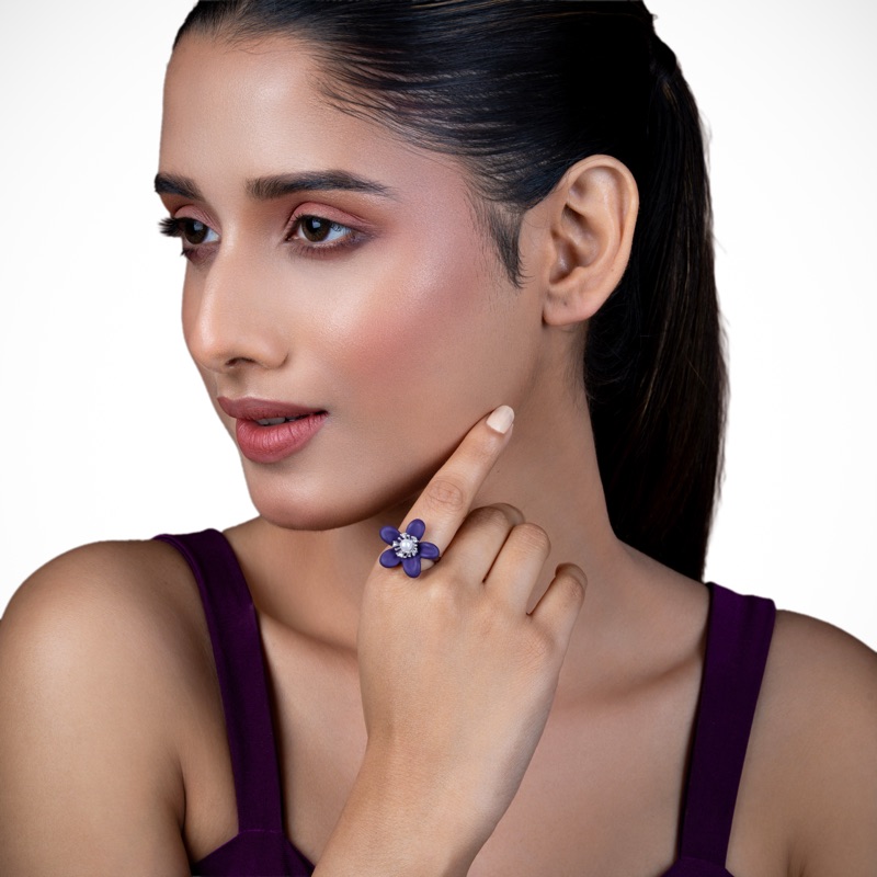 Vyanika Violet Bloom Pearl Ring