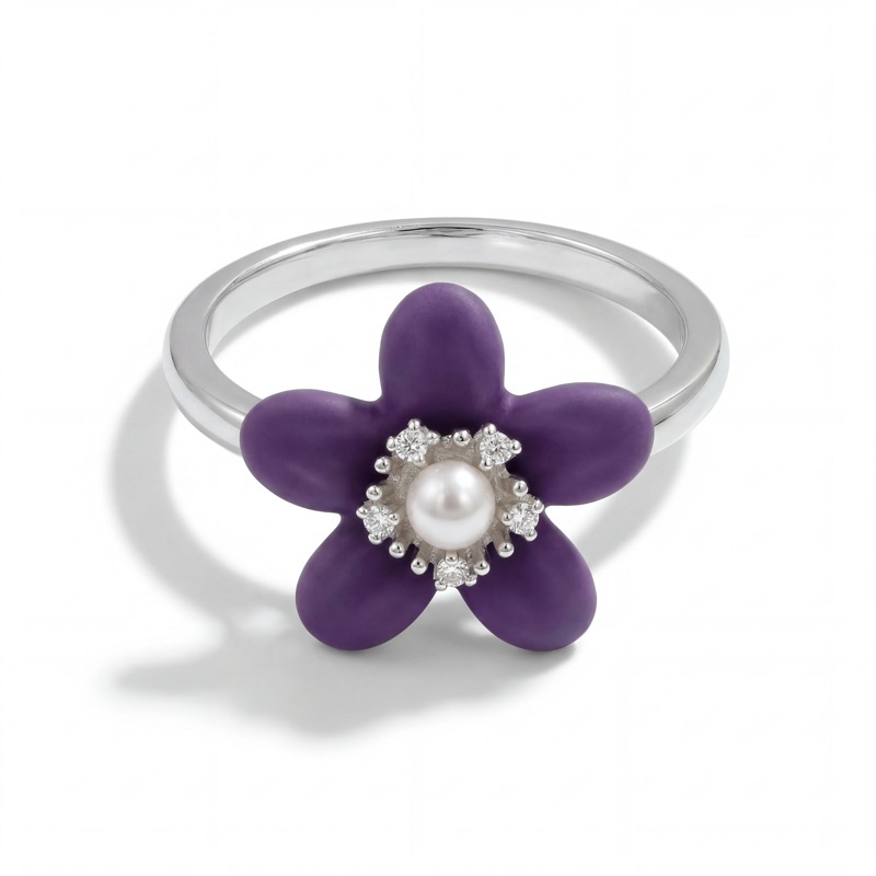 Vyanika Violet Bloom Pearl Ring