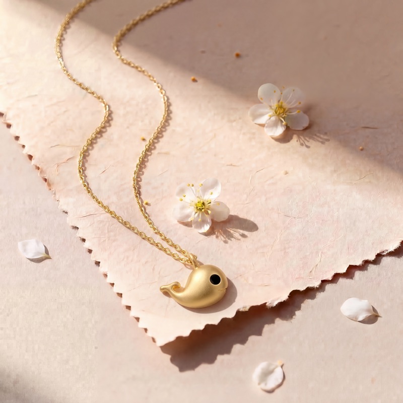 Vyanika Cute Whale Gold Plated Silver Pendant
